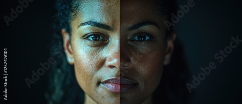 Close-up of a Person with a Slight Smile Captured in Half-Light Displaying Unique Facial Features and Expressions