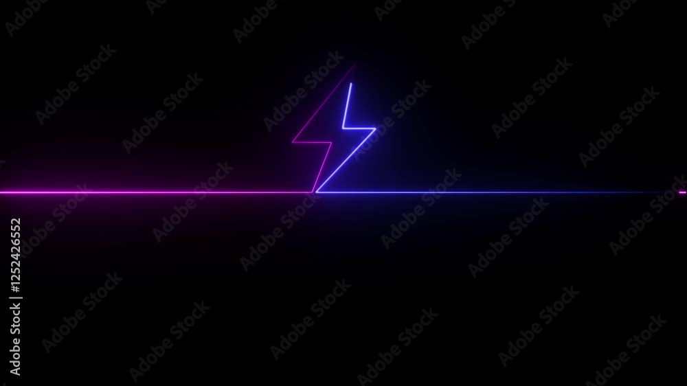 Fast battery charging animation with power icon on a black background. Fast battery charging animation with power icon on a black background.