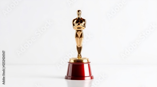 Golden Oscar Statue Award Isolated on White Background. Generative AI photo