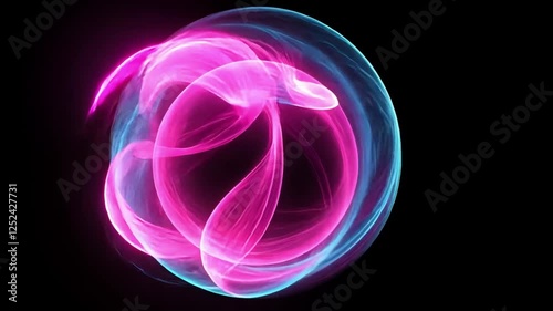 Abstract Energy Orb: A vibrant, mesmerizing abstract orb of swirling, glowing pink and blue light radiates against a black background. The energy is tangible, pulsing with life.