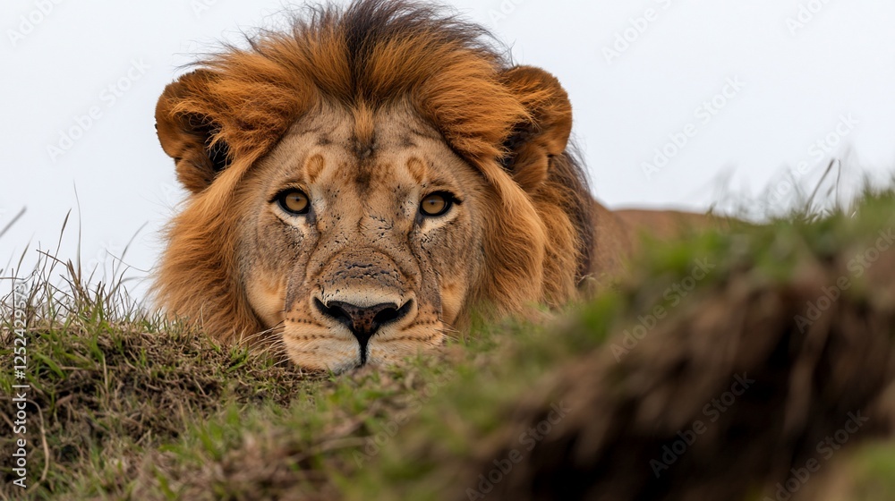 Obraz premium Majestic African Lion in the Grassland