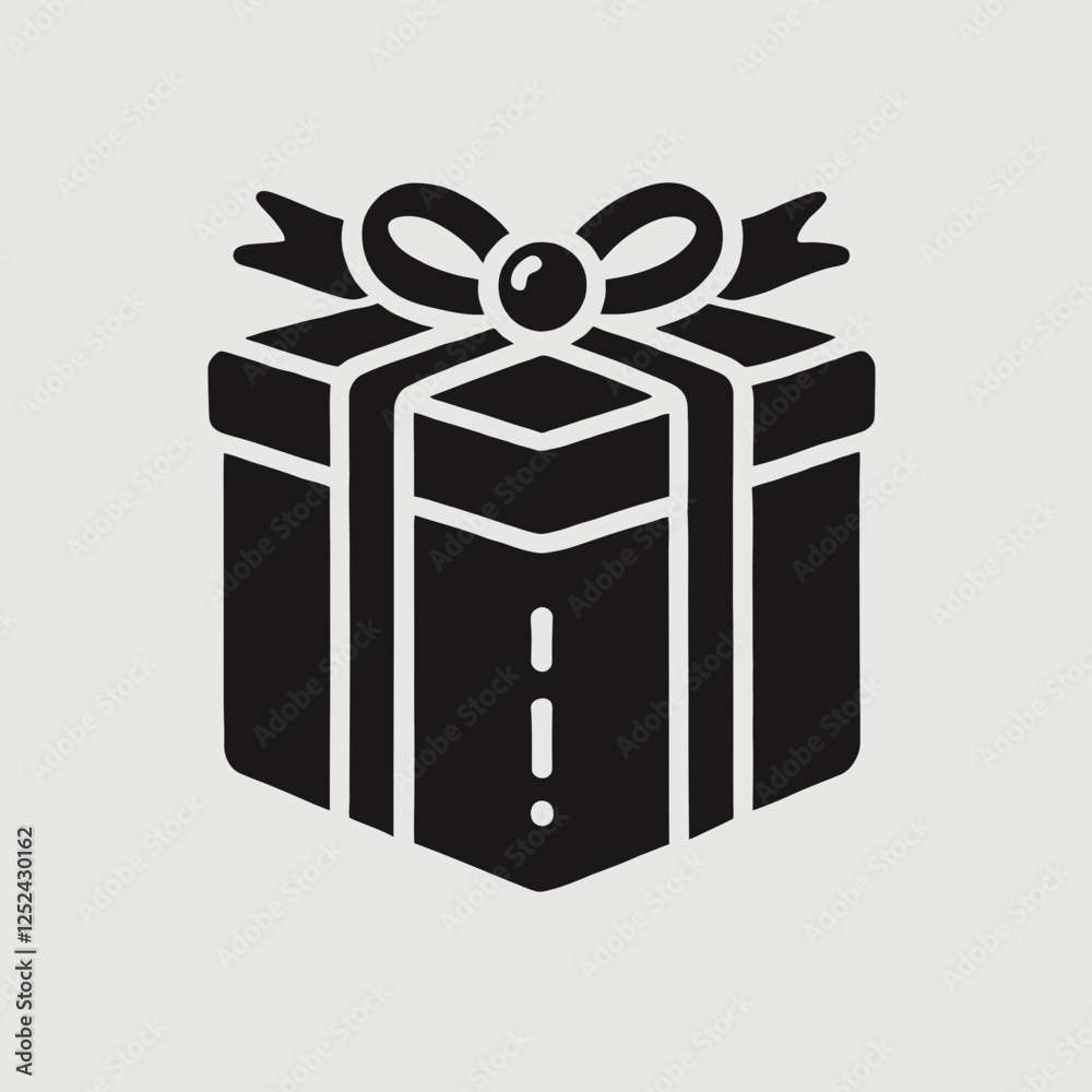 Holiday Gift Box Silhouettes in black on a white background Holiday Gift Box Silhouettes in black on a white background