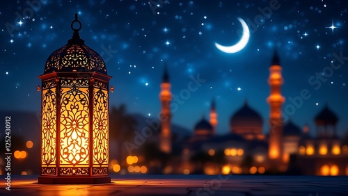 Wallpaper Mural Arabic lantern of ramadan celebration background illustration. Generative AI Torontodigital.ca