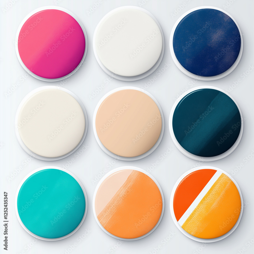 A vibrant collection of round paint samples showcasing a variety of colors, perfect for design inspiration and home decor projects A vibrant collection of round paint samples showcasing a variety of colors, perfect for design inspiration and home decor projects