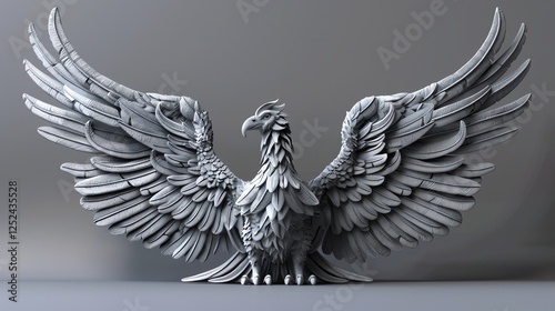 A detailed sculpted eagle with wings spread. photo