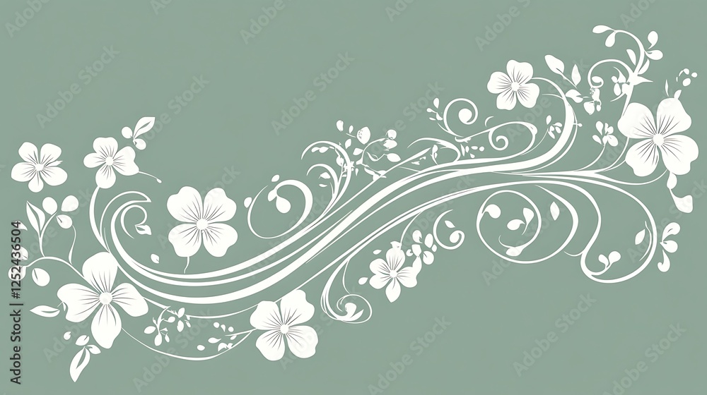 Elegant White Floral Design on Sage Green Background Elegant White Floral Design on Sage Green Background