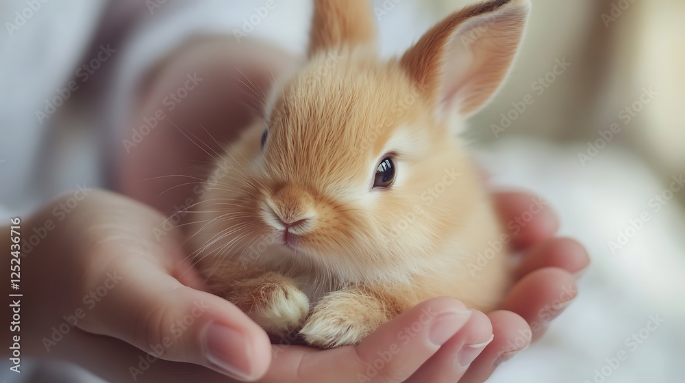 Adorable Little Bunny in Gentle Hands Adorable Little Bunny in Gentle Hands