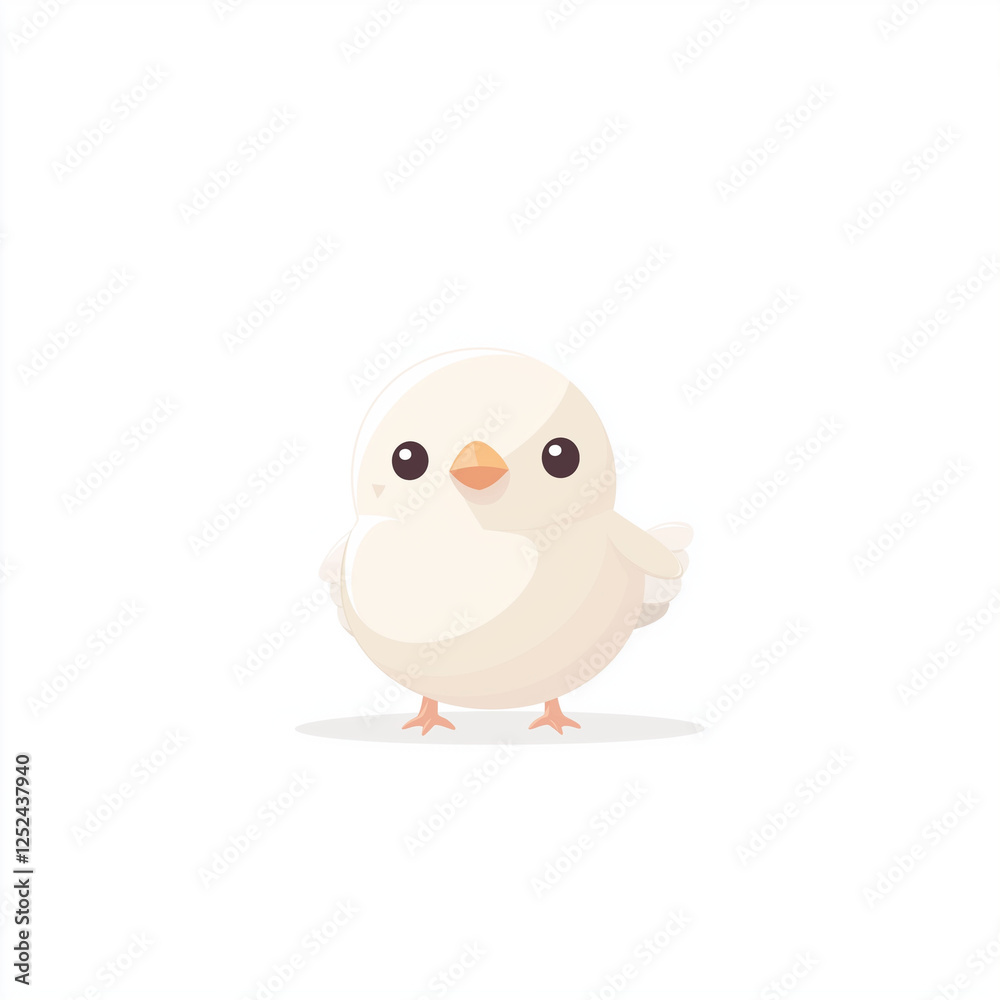 A cute and charming vector illustration of a baby chick with big eyes, fluffy yellow feathers, and a sweet expression, perfect for spring or animal-themed designs
