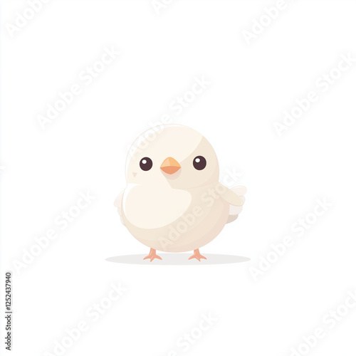 A cute and charming vector illustration of a baby chick with big eyes, fluffy yellow feathers, and a sweet expression, perfect for spring or animal-themed designs photo