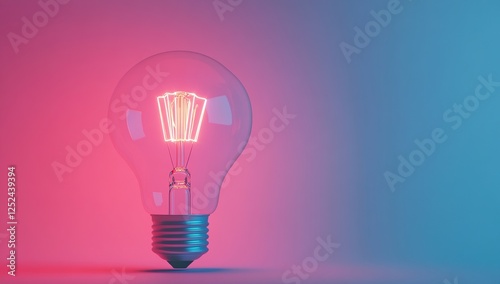 Illuminating Ideas:  Bright Lightbulb Glows in Vibrant Pink and Blue, Symbolizing Innovation and Creativity.