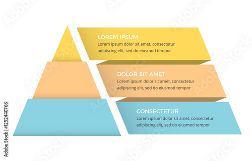 Three-component pyramid diagram, infographic template, vector eps10 illustration