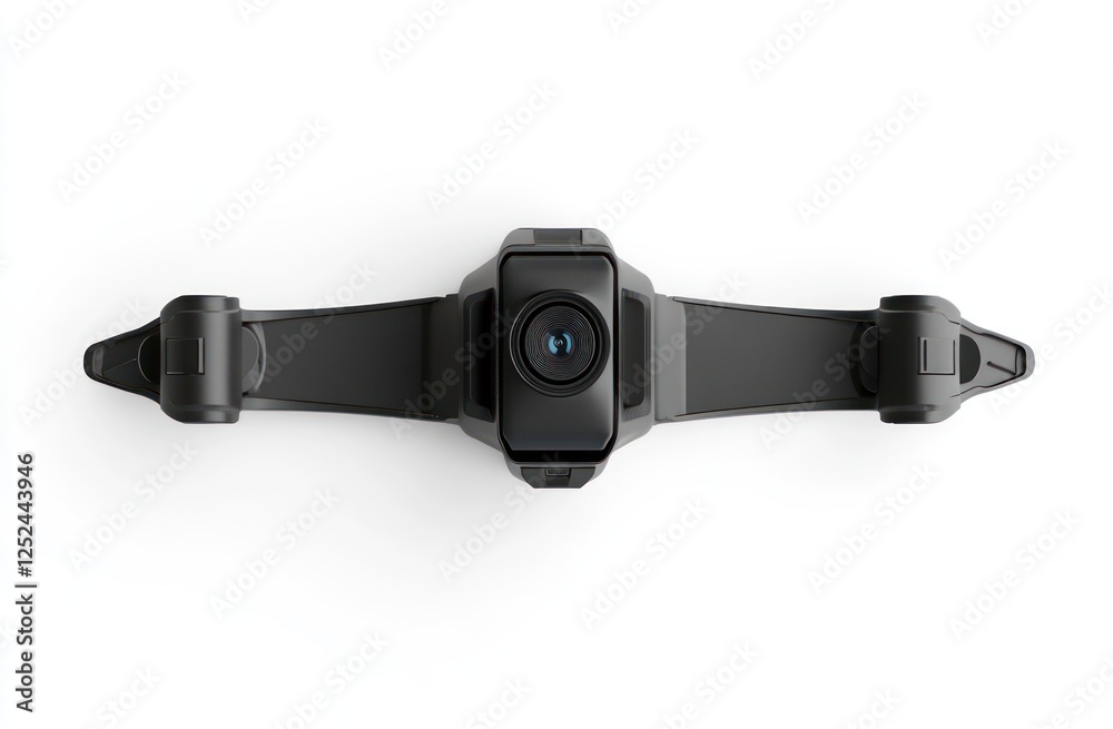 Advanced Black Dashcam: Top View of a Modern Car Camera Advanced Black Dashcam: Top View of a Modern Car Camera