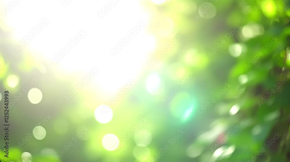 Sunlit green bokeh with blurred nature background