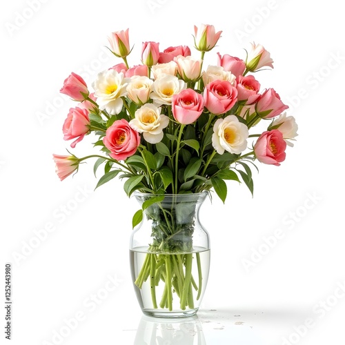 Wallpaper Mural Elegant Bouquet of Pink and White Roses in Glass Vase Romantic Floral Arrangement Spring Flowers Torontodigital.ca