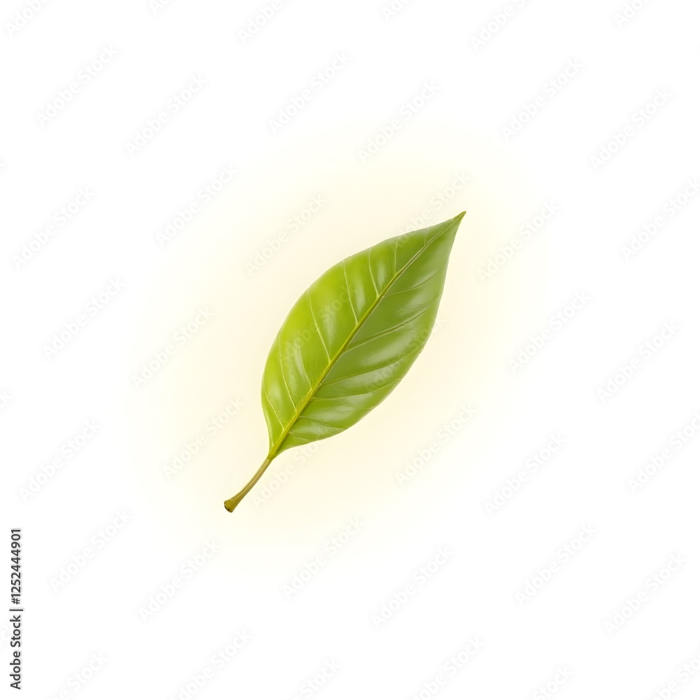 Obraz premium Single Green Leaf Fresh Nature Botanical Plant Ecology Isolated White Background Organic Greenery
