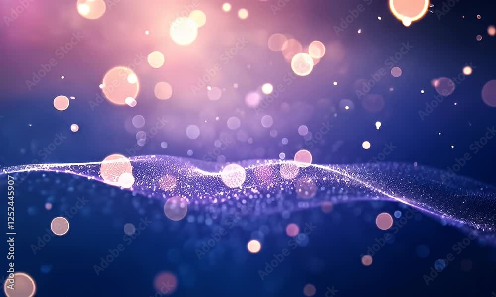 Festive purple bokeh background, glowing particles, abstract design, holiday celebration