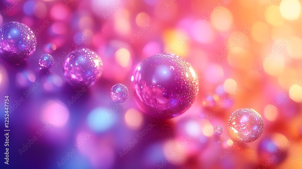 Surreal composition featuring reflective beads interacting with a mesmerizing color gradient Surreal composition featuring reflective beads interacting with a mesmerizing color gradient