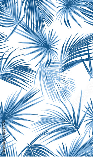topical leaves seamless pattern on white background