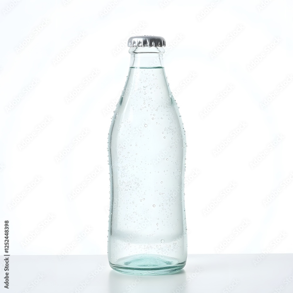 Fototapeta premium Sparkling Water Bottle Refreshing Drink Glass Bottle with Condensation Studio Shot