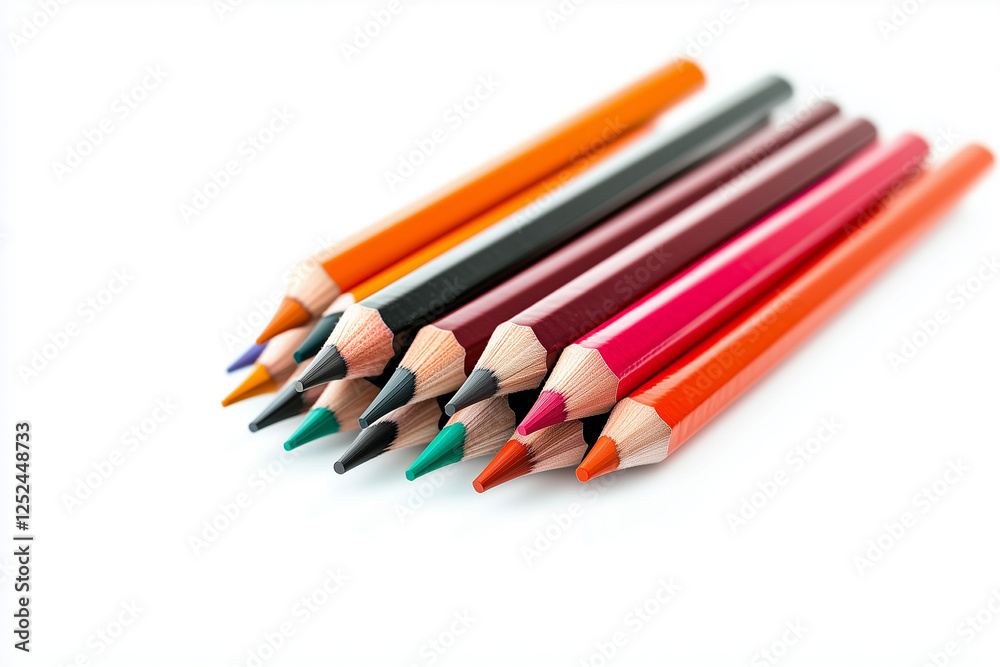 Selective focus pile of color pencil isolated on white background, School kid crayon on white. Selective focus pile of color pencil isolated on white background, School kid crayon on white.