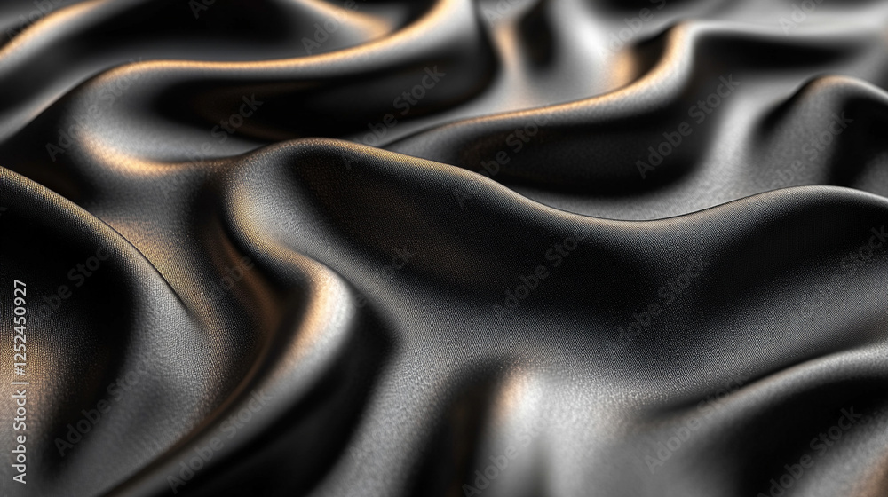Luxurious black silk fabric with elegant waves symbolizes mystery, sophistication, and power. The smooth texture conveys fluidity and transformation, creating a dynamic, modern, and abstract visual ap Luxurious black silk fabric with elegant waves symbolizes mystery, sophistication, and power. The smooth texture conveys fluidity and transformation, creating a dynamic, modern, and abstract visual ap
