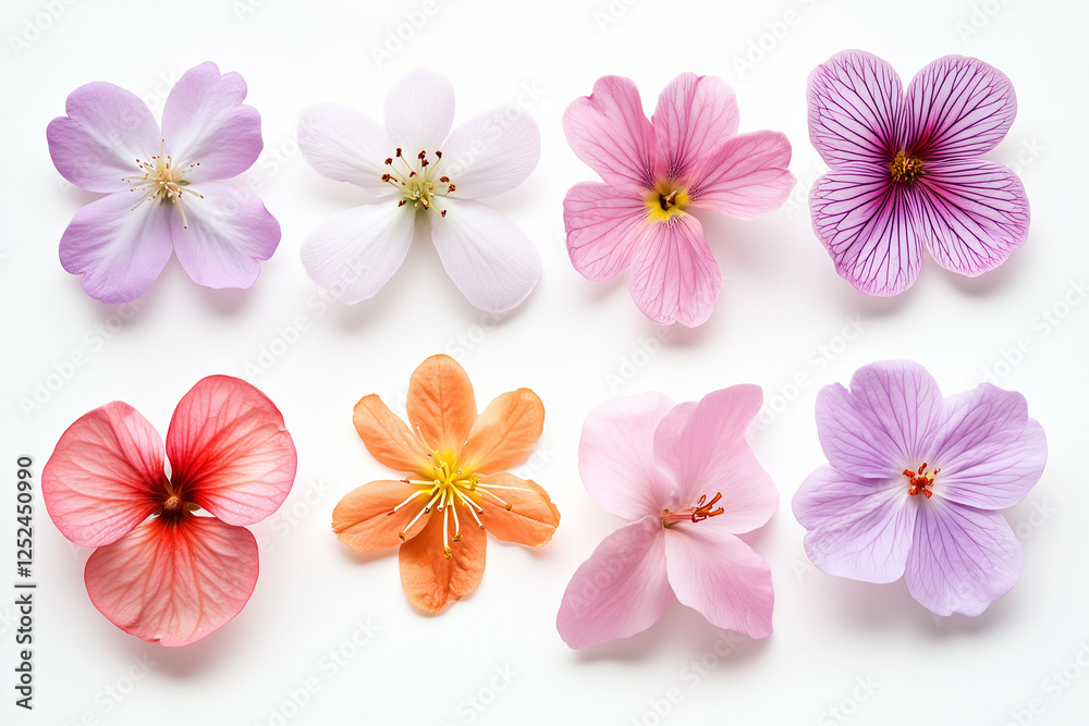 Obraz premium Variety flower in many color isolated on white background, Selective focus colorful blossom flower blooming on white background, Set of varies flower.
