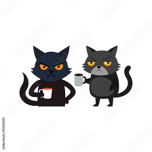 Grumpy cat holding coffee mug