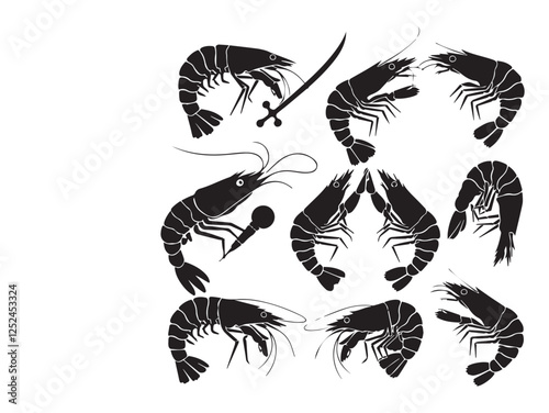 Shrimp vector set.