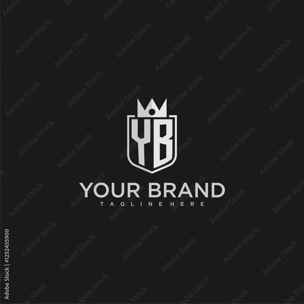 YB initial monogram shield and crown vector image YB initial monogram shield and crown vector image