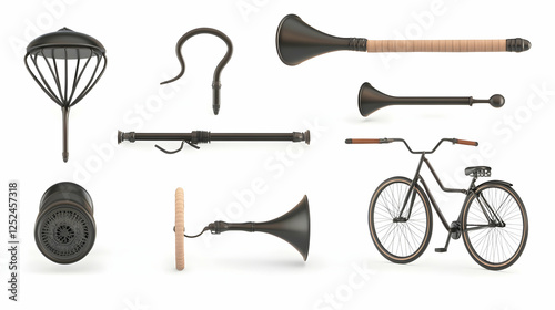 Vintage Bicycle Horn, 3D Model Illustrations, Various Angles photo