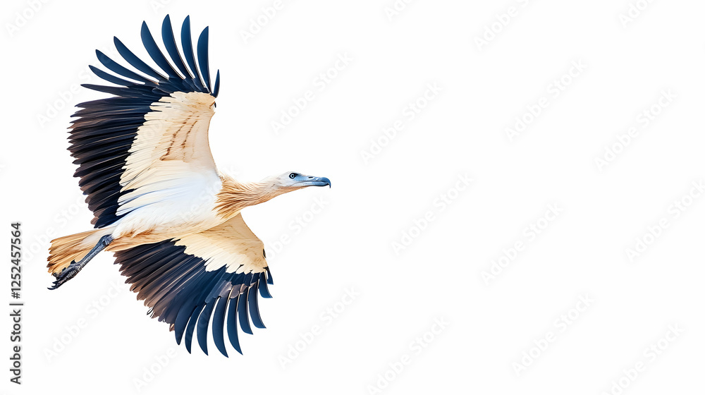 Fototapeta premium Vulture in flight against white background. Possible use Educational materials