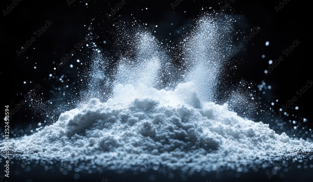 Nutritional Yeast Flakes Isolated on Black Background Close-Up of Deactivated Yeast Powder Nutritional Yeast Flakes Isolated on Black Background Close-Up of Deactivated Yeast Powder