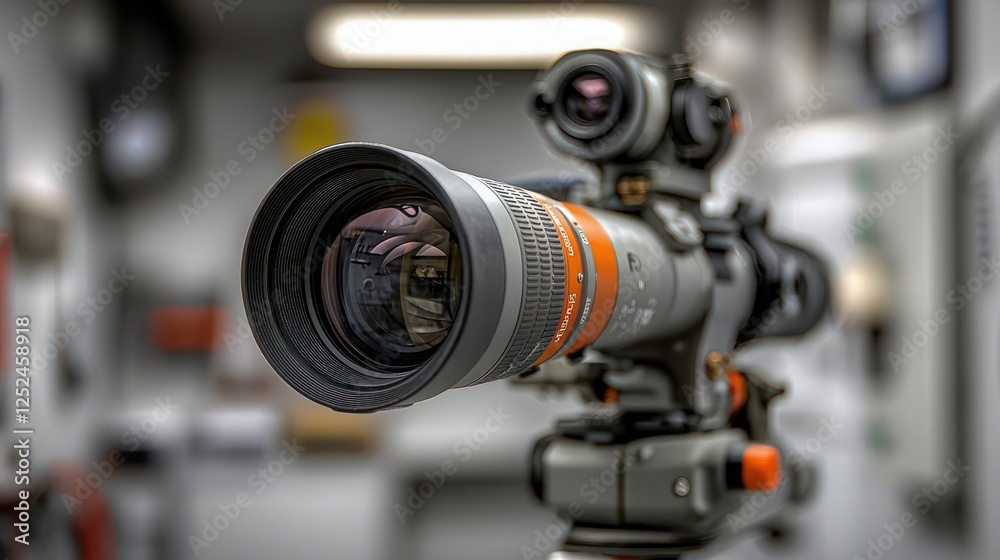 Close Up Modern Gray And Orange Camera Lens Close Up Modern Gray And Orange Camera Lens