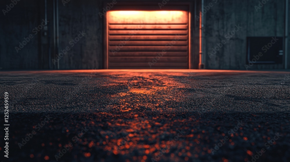 Fototapeta premium Glowing Garage Door at Night