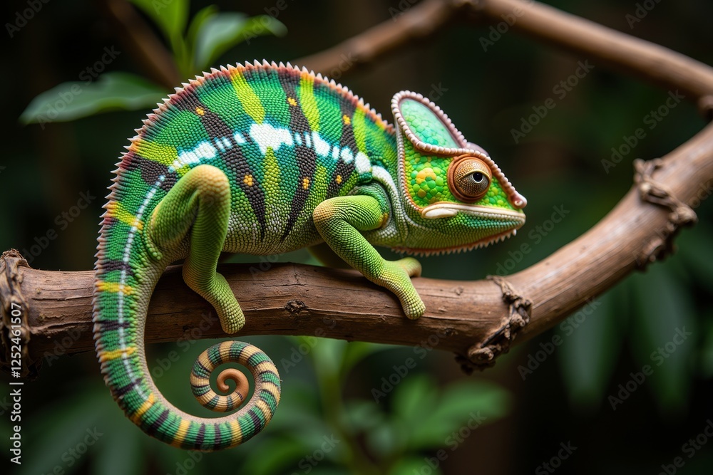 Fototapeta premium Various kinds of animals.A lizard on a branch.