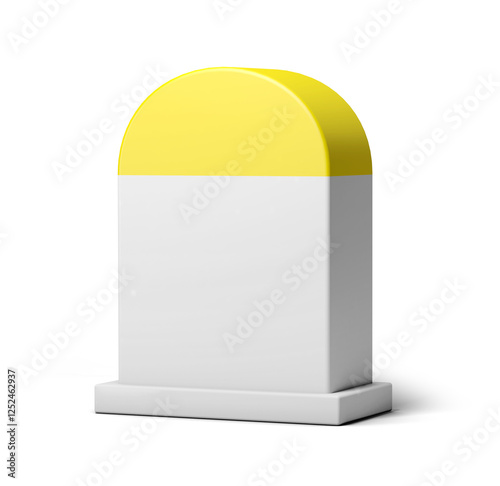 3d yellow and white road milestone empty. 3d illustration.