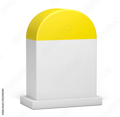 3d yellow and white road milestone empty. 3d illustration.