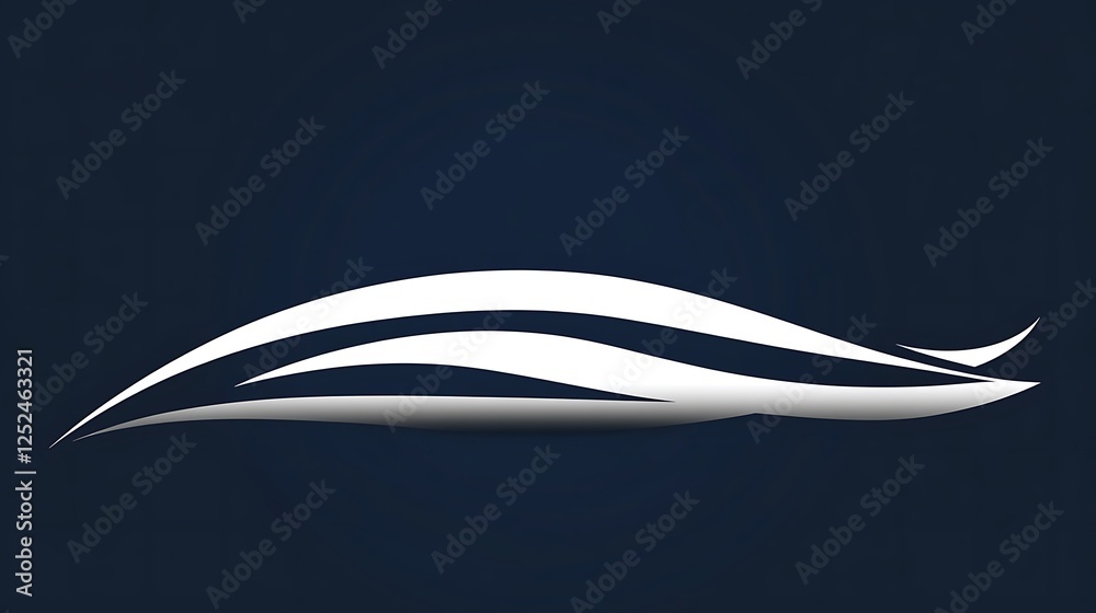 Fototapeta premium Abstract White Waves on Dark Blue Background