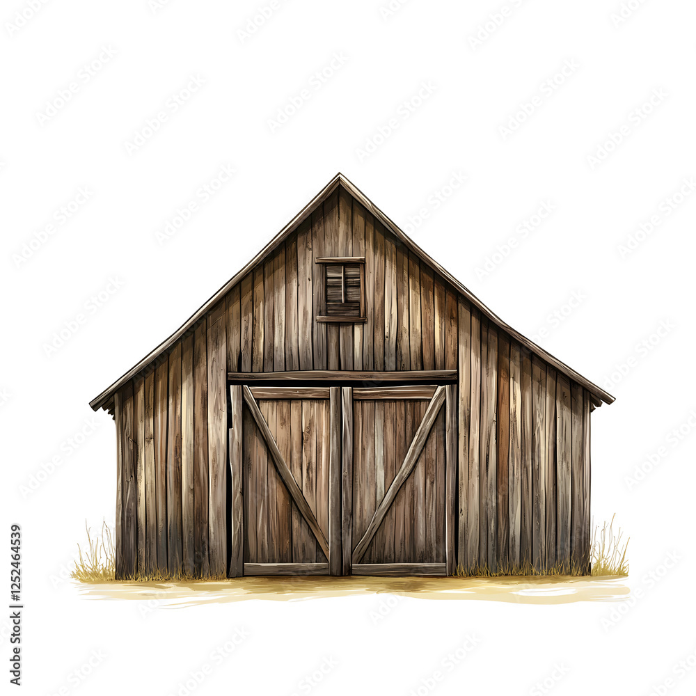 Naklejka premium Clean Vector Image of an Old Wooden Barn