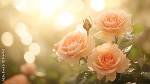 glowing bouquet of roses with soft petals and gentle light