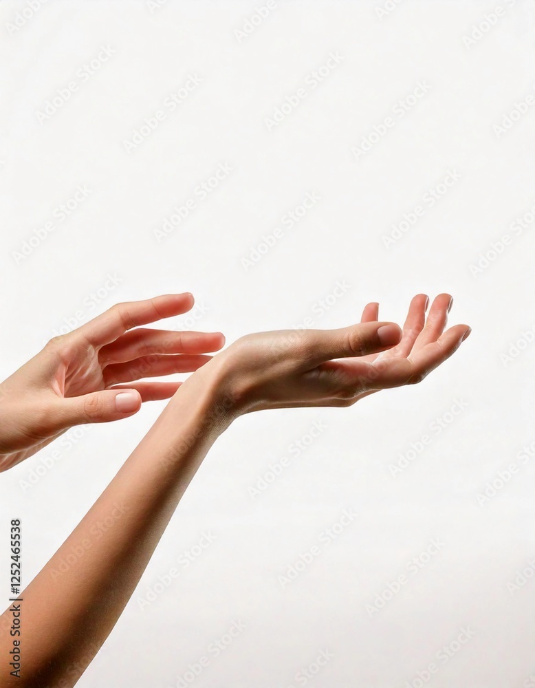 Closeup shot of a woman hand isolated on white background. Closeup shot of a woman hand isolated on white background.