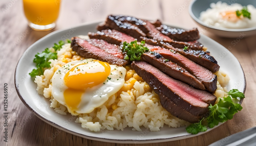 GYUU-DON, Grill Beef with scrambled eggs on Rice GYUU-DON, Grill Beef with scrambled eggs on Rice