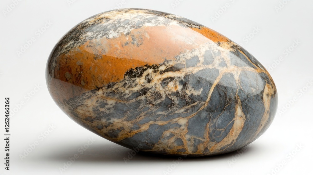 Polished egg-shaped stone displaying captivating abstract color patterns Polished egg-shaped stone displaying captivating abstract color patterns