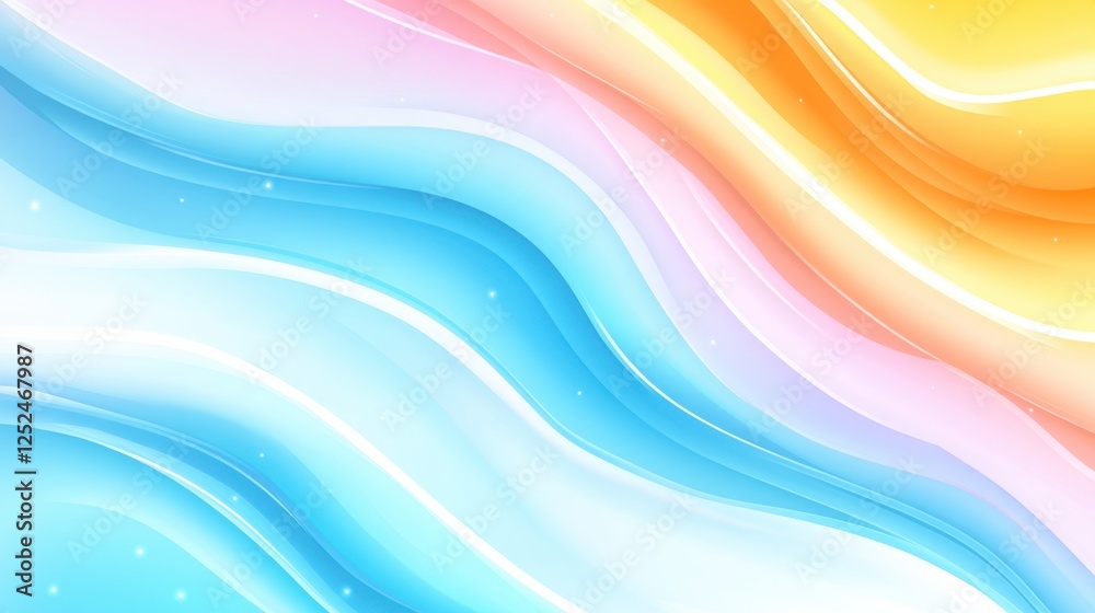 Fototapeta premium Soft Flowing Waves in Bright Pastel Colors Ideal for Backgrounds or Graphic Design Projects