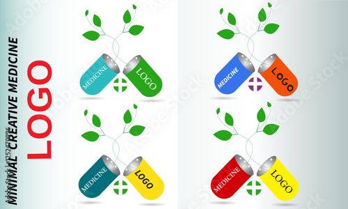minimal creative dynamic multiple color medicine logo template