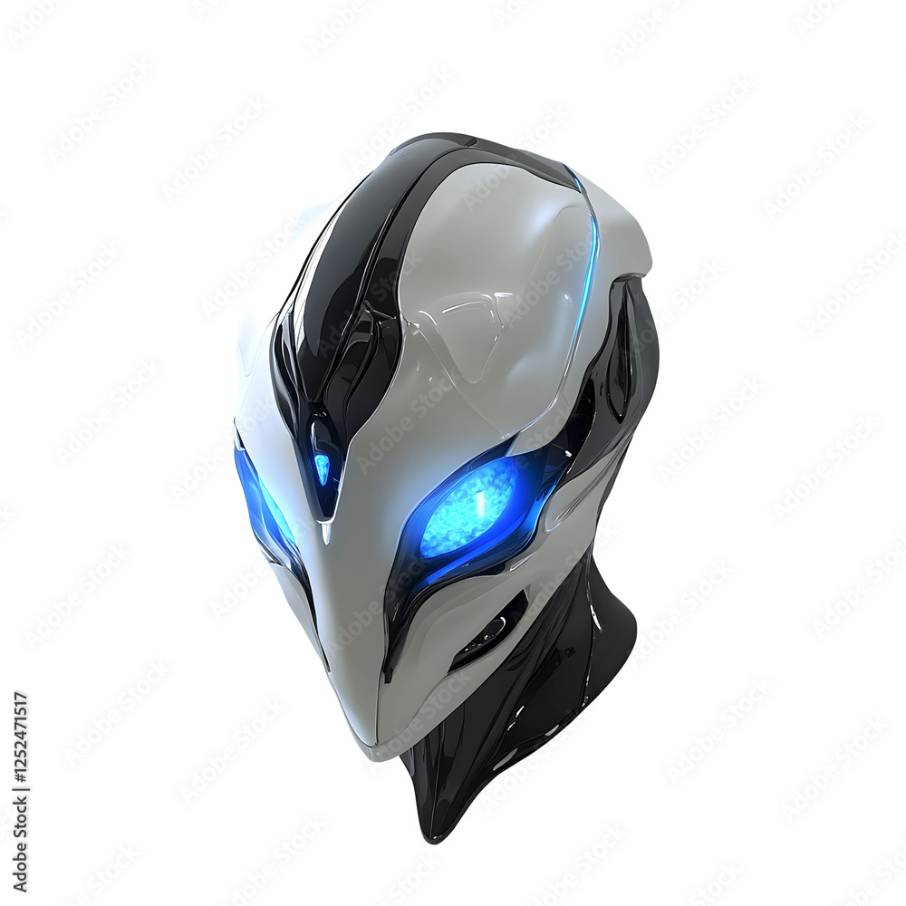 Fototapeta premium Futuristic Humanoid Robot Head with Glowing Features