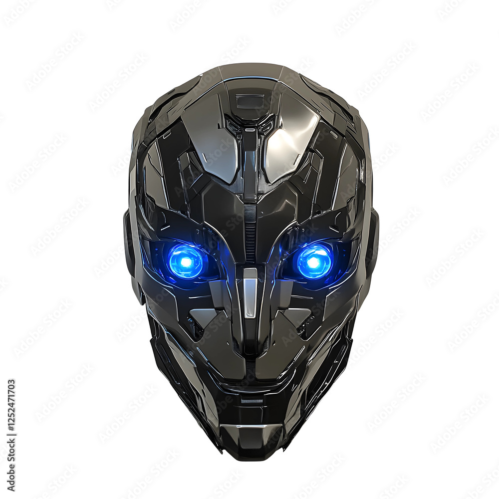 Fototapeta premium Futuristic Humanoid Robot Head with Glowing Features