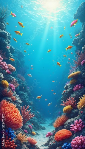 Obraz na płótnie reef flora marine coral background fauna colorful coral reef colourful marin flora fauna underwater ocean sea tropical aquatic vibrant ecosystem biodiversity fish plant marine life conservation w salonie