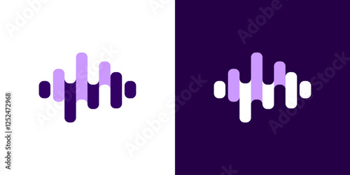 Sound wave music icon logo flat abstract modern graphic design