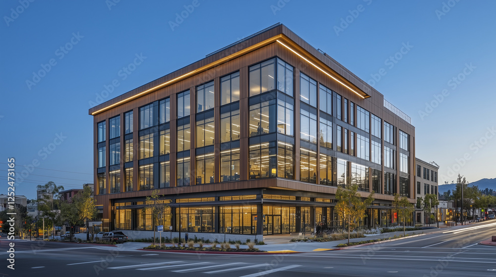 Office building glowing in golden dusk light, framed by urban skyline, evoking a sense of modern ambition and quiet reflection. Office building glowing in golden dusk light, framed by urban skyline, evoking a sense of modern ambition and quiet reflection.